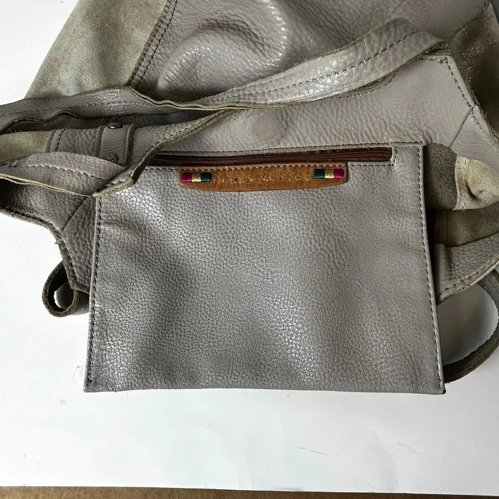 The Sak Women's Beige Shimmer Pebble Leather Hobo Tote Shoulder Bag